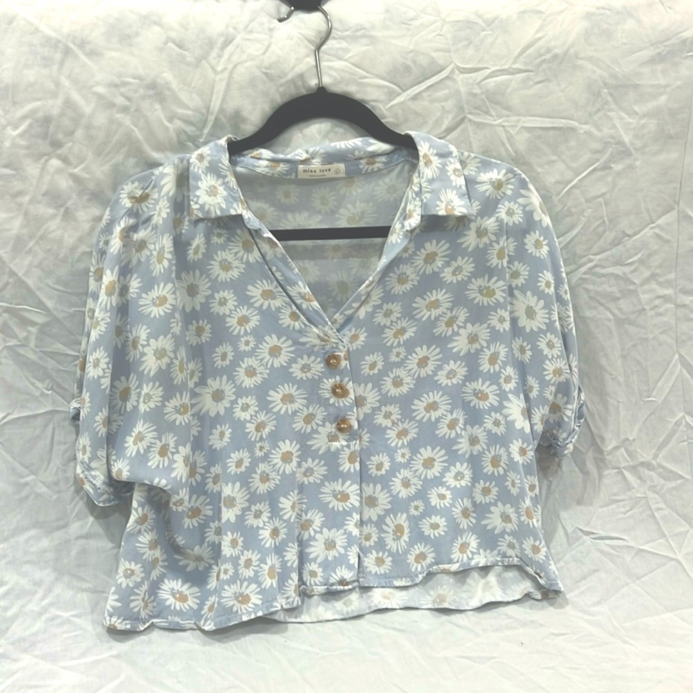 Vintage button-up sunflower cover up/shirt